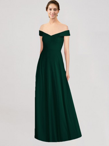 Shop Full length Off the Shoulder Chiffon Bridesmaid Dress Montreal
