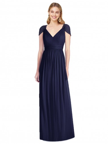 Shop V-Neck Cap Sleeves Sheer Back Chiffon Bridesmaid Dress Montreal