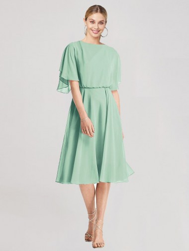 Shop Open Back Flutter Sleeves Cocktail Length Chiffon Bridesmaid Dress Montreal