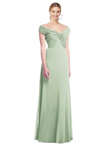 Shop Draped Off the Shoulder Lux Chiffon Bridesmaid Dress Montreal