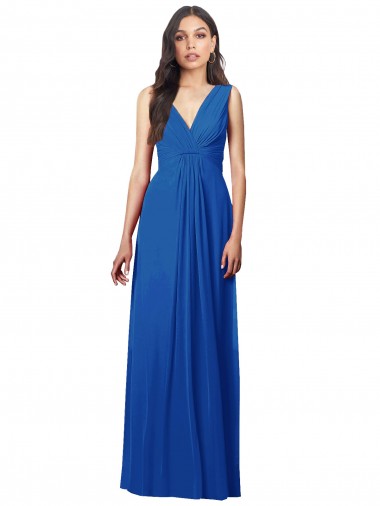 Shop Draped V-Neck Shirred Chiffon Maxi Bridesmaid Dress Montreal