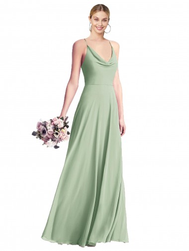 Shop Cowl Neck Criss Cross Back Chiffon Maxi Bridesmaid Dress Montreal