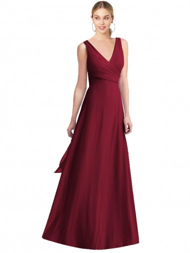 Shop Sleeveless V-Neck Chiffon Wrap Bridesmaid Dress Montreal