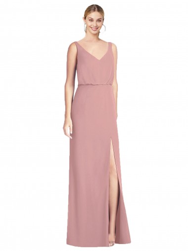 Shop Blouson Bodice Chiffon Bridesmaid Dress with Front Slit Montreal