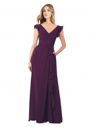 Shop Ruffle Cap Sleeves Long Chiffon Bridesmaid Dress Montreal