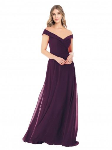 Shop Classic Off the Shoulder Draped Chiffon Bridesmaid Dress Montreal