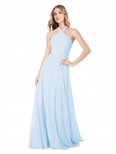 Shop Criss Cross High Neck Halter Chiffon Bridesmaid Dress Montreal