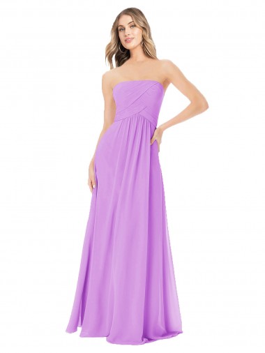 Shop Draped Strapless Floor Length Chiffon Bridesmaid Dress Montreal