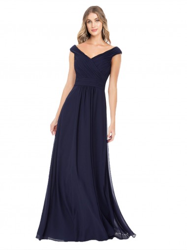 Shop Off the Shoulder Classic Chiffon Bridesmaid Dress with Draped Bodice Montreal