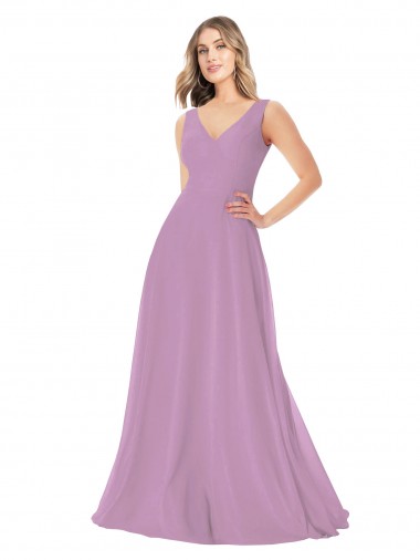 Shop Simple Chiffon V-Neck Bridesmaid Dress with Draped V-Back Montreal