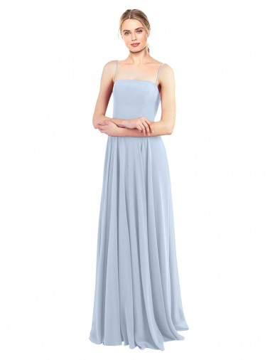 Shop Luxe Chiffon Straight Neckline Long Chiffon Bridesmaid Dress with Skinny Straps Montreal