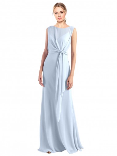 Shop Illusion Boat Neck Long Full Length Chiffon Bridesmaid Dress with Keyhole Back Montreal