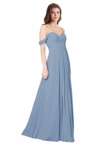 Shop Empire Waist Off the Shoulder Chiffon Bridesmaid Dress with Sweetheart Bodice Montreal