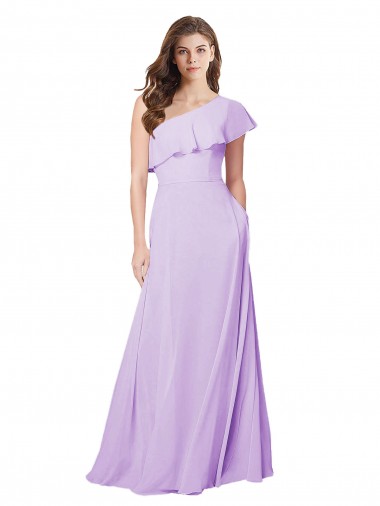 Shop Draped One Shoulder Long Chiffon Bridesmaid Dress  Montreal