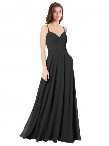 Shop Cowl Back Spaghetti Straps Long Chiffon Bridesmaid Dress  Montreal
