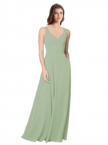 Shop A-Line Open Back Chiffon Bridesmaid Dress with Pockets Montreal
