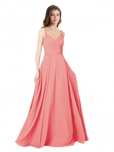 Shop Crossover Bodice Long Chiffon Bridesmaid Dress with Double Back Straps Montreal