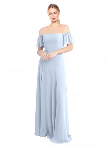 Shop Off the Shoulder Flutter Sleeves Long Chiffon Bridesmaid Dress Montreal