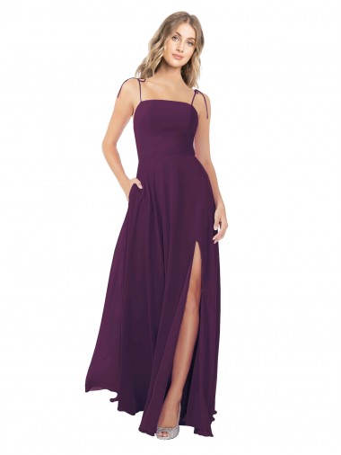 Shop Chiffon Bridesmaid Dress with Front Slit and Keyhole Back Montreal