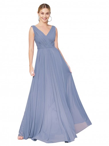Shop Floor Length High Neck V-Back Chiffon Bridesmaid Dress / Formal Prom Dress Montreal
