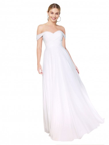 Shop Off the Shoulder Long Full Length Chiffon Bridesmaid Dress / Formal Prom Dress Montreal