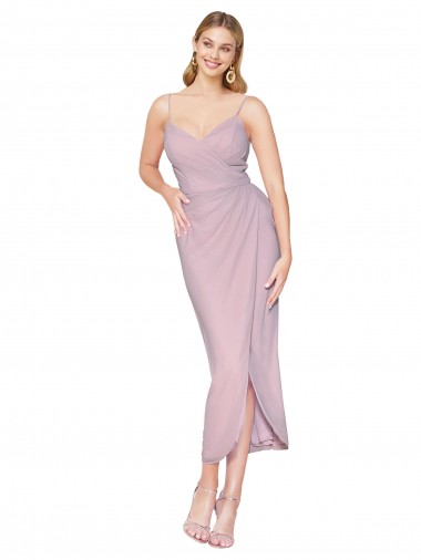Shop Short Knee Length Chiffon Wrap Bridesmaid Dress / Cocktail Prom Dress with Straps Montreal