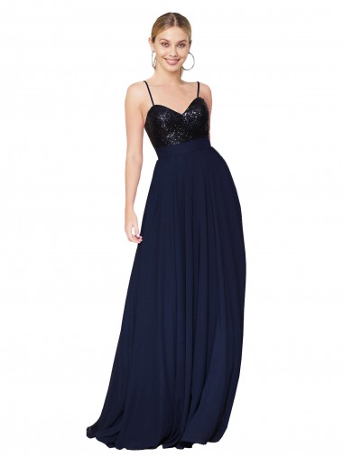 Shop Sweetheart High Neck Sequin Top Long Chiffon Bridesmaid Dress / Prom Dress Montreal