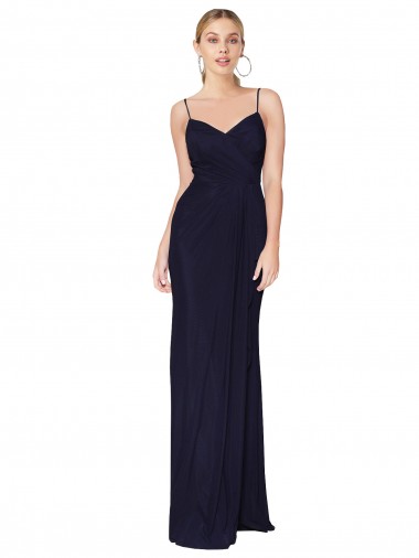 Shop Draped Spaghetti Straps Long Chiffon Mermaid Bridesmaid Dress / Formal Prom Dress Montreal