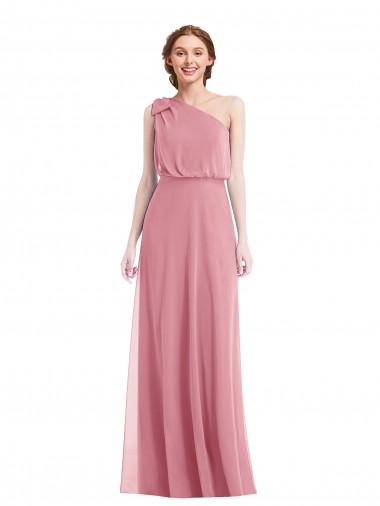 Shop One Shoulder Bow Blouson Bodice Maxi Bridesmaid Dress Montreal