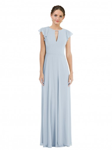 Shop Flutter Sleeve V Keyhole Chiffon Maxi Formal Bridesmaid Dress Montreal