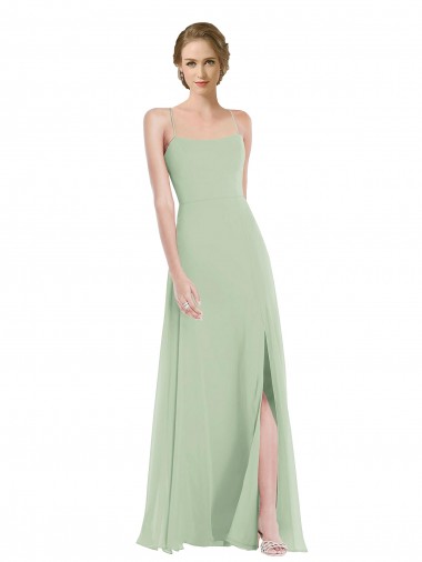 Shop Scoop Neck Tie Strap Maxi Bridesmaid Dress with Front Slit Montreal