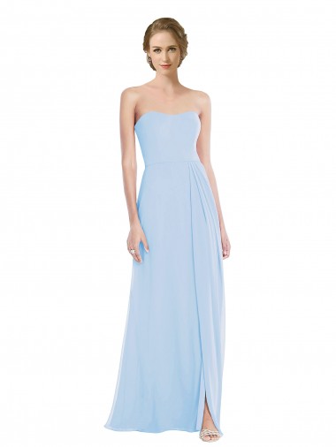 Shop Strapless Sweetheart Maxi Bridesmaid Dress with Pleated Front Slit Montreal