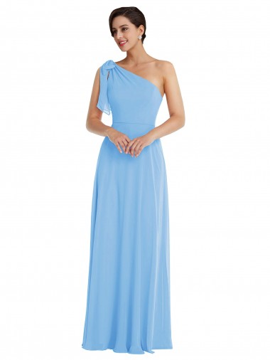Shop Draped One Shoulder Maxi Bridesmaid Dress with Scarf Bow Montreal