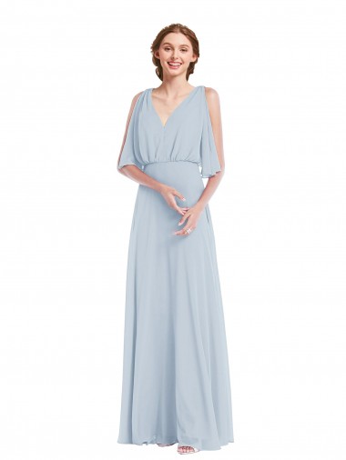 Shop V-Neck Split Sleeves Blouson Bodice Maxi Bridesmaid Dress Montreal