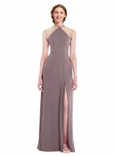 Shop Diamond Halter Maxi Formal Bridesmaid Dress with Front Slit Montreal