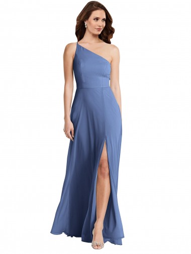 Shop One Shoulder Full Length Maxi Formal Bridesmaid Dress with Flirty Slit Montreal