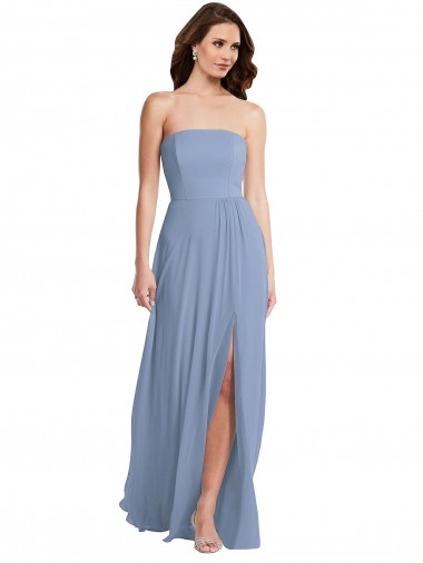 Shop Strapless A-Line Maxi Bridesmaid Dress with Front Slit Montreal