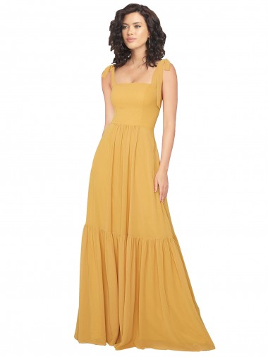Shop Tied Strap Square Neck Long Chiffon Bridesmaid Dress Montreal