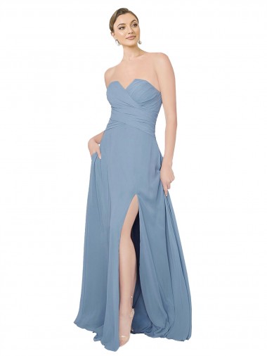 Shop Draped Sweetheart Chiffon Bridesmaid Dress with Front Slit Montreal