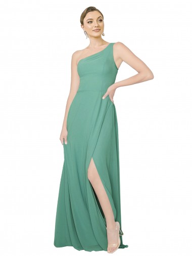 Shop One Shoulder Asymmetric Chiffon Bridesmaid Dress with Pockets Montreal