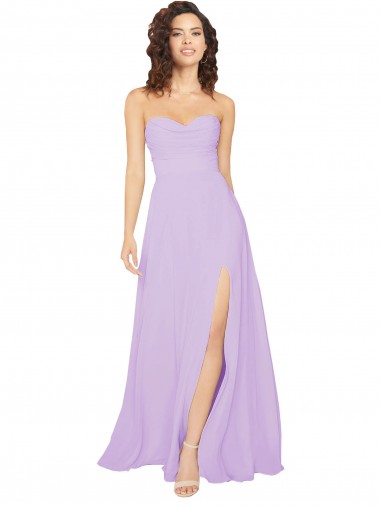Shop Draped Sweetheart Long Chiffon Bridesmaid Dress with Front Slit Montreal