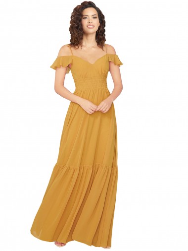 Shop Ruched Keyhole Back Boho Chiffon Bridesmaid Dress Montreal