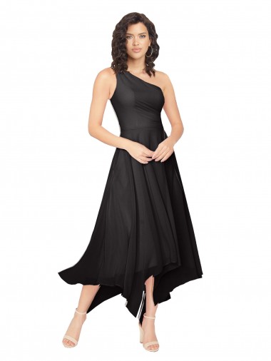 Shop Midi Length One Shoulder Chiffon Cocktail Bridesmaid Dress Montreal