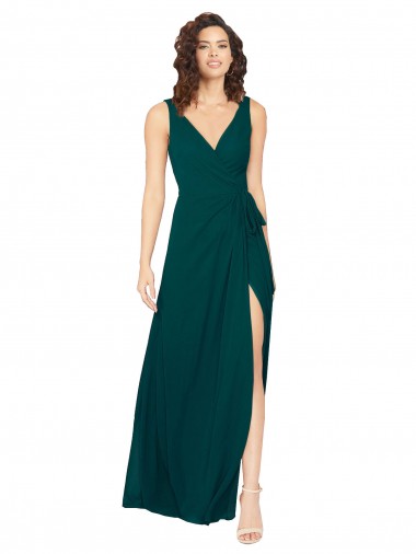 Shop V-Neck Chiffon Bridesmaid Dress with Front Skirt Slit Montreal