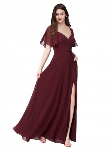 Shop Chiffon Flutter Sleeve Sweetheart Bridesmaid Dress Montreal