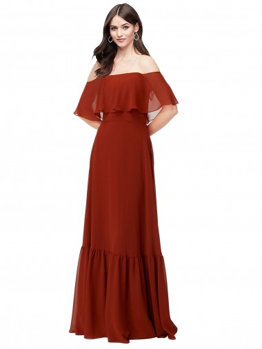 Shop Off the Shoulder Ruffle Chiffon Bridesmaid Dress Montreal
