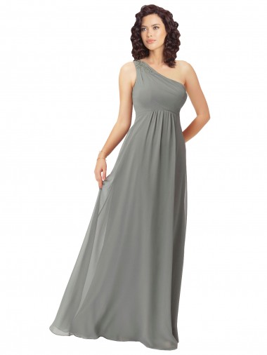Shop Embroidered One Shoulder Chiffon Bridesmaid Dress Montreal