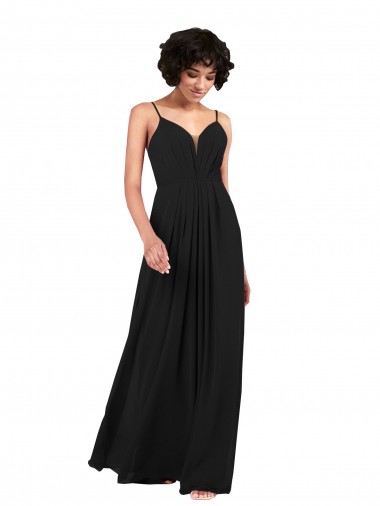 Shop Simple V-Neckline Chiffon Formal Bridesmaid Dress with Pleated Skirt Montreal