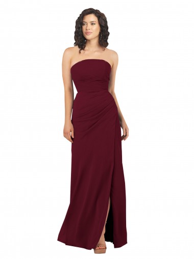 Shop Simple Strapless Chiffon Bridesmaid Dress with Rounded Neckline Montreal