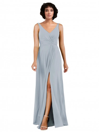 Shop V-Neckline Wrapped Chiffon Bridesmaid Dress with Skirt Slit Montreal